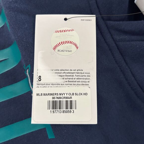 Nike YOUTH Seattle Mariners Navy Club Slack Pullover Hoodie L (14/16) - Picture 5 of 7